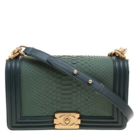 chanel green python bag|Chanel le boy python bag.